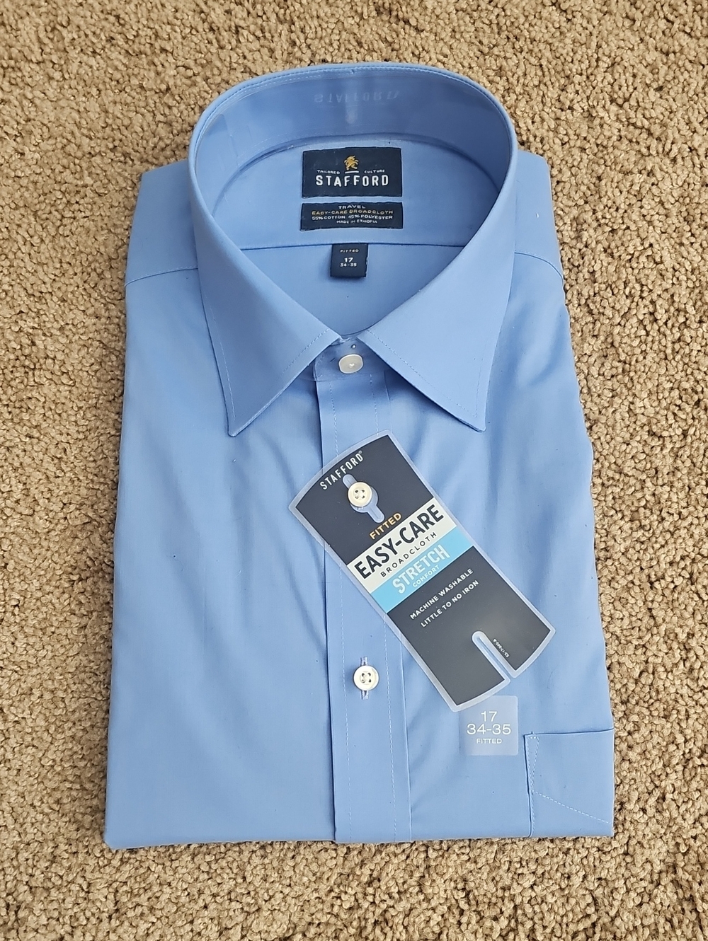 Stafford Men's Fitted Dress Shirt - Sky Blue